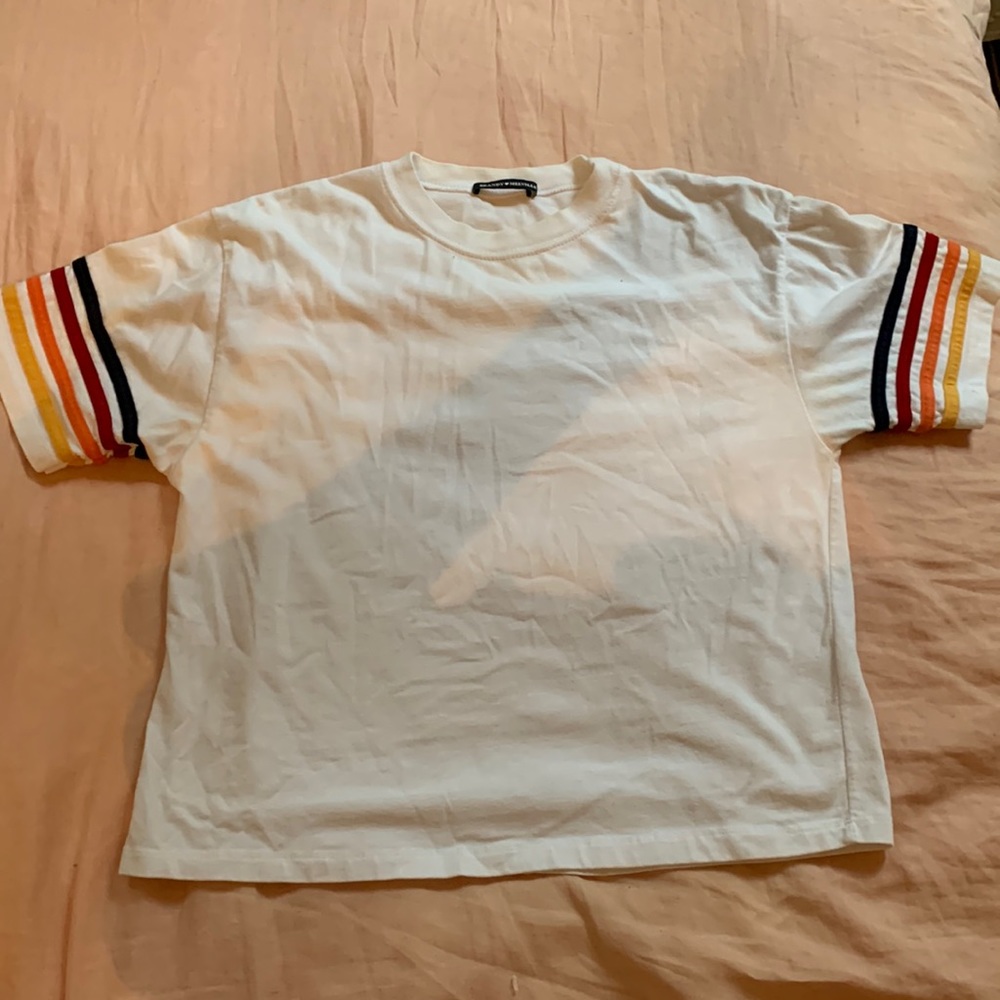 Brandy Melville white shirt with detailed sleeve
